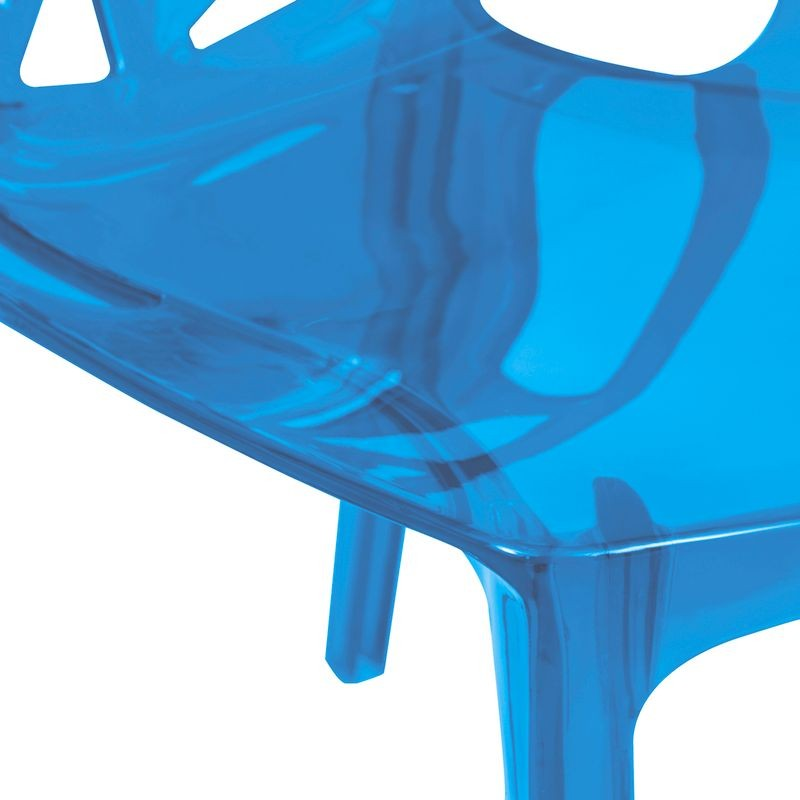 LeisureMod Cornelia Modern Spring Cut-Out Tree Design Stackable Dining Chair Transparent Blue Zoomed.