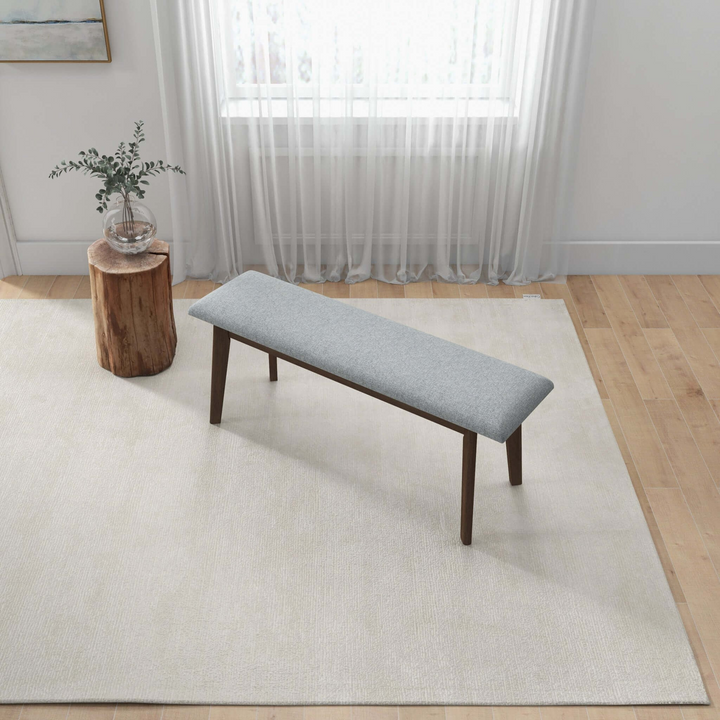 Carlos Fabric Upholstered Solid Wood Bench 47" Top View.