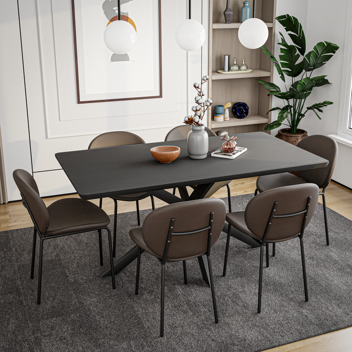 LeisureMod Servos Modern Dining Side Chair with Upholstered Faux Leather Seat and Powder Coated Iron Frame for Kitchen and Dining Room Elephant Grey in Dining Room.