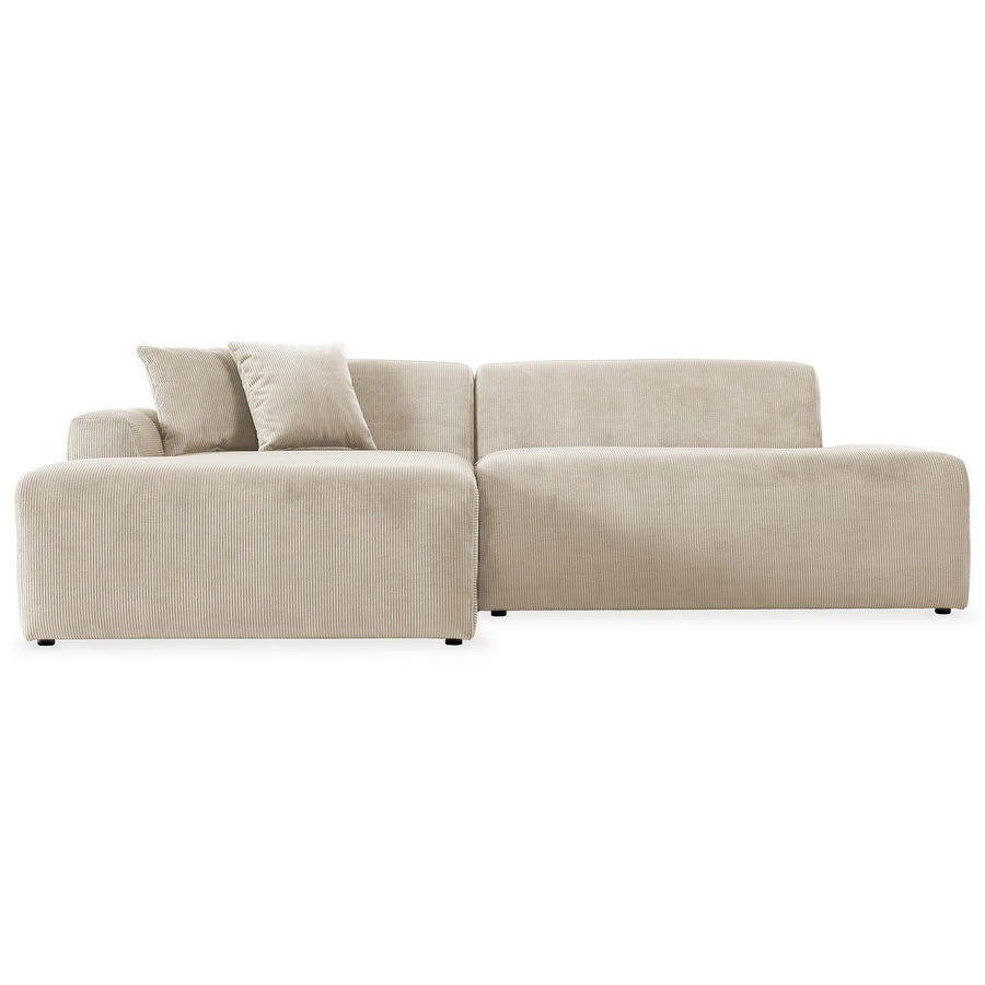 Mar Sectional Cream Corduroy Sofa (Left Facing)