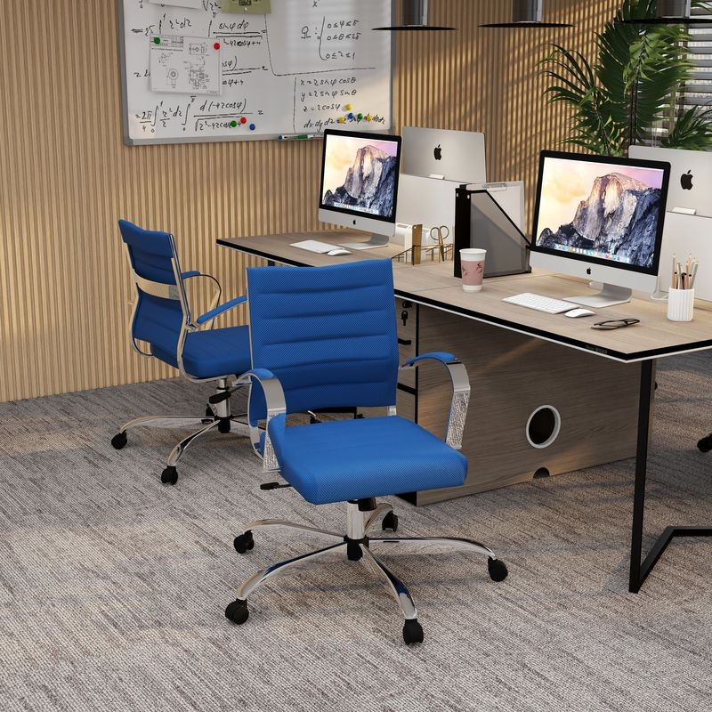 LeisureMod Benmar Home Mesh Office Chair in Navy Blue in Office.