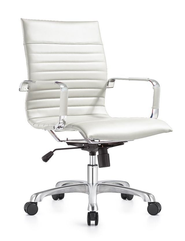 LeisureMod Harris Modern Adjustable Office Executive Swivel Chair Task Office Chair White