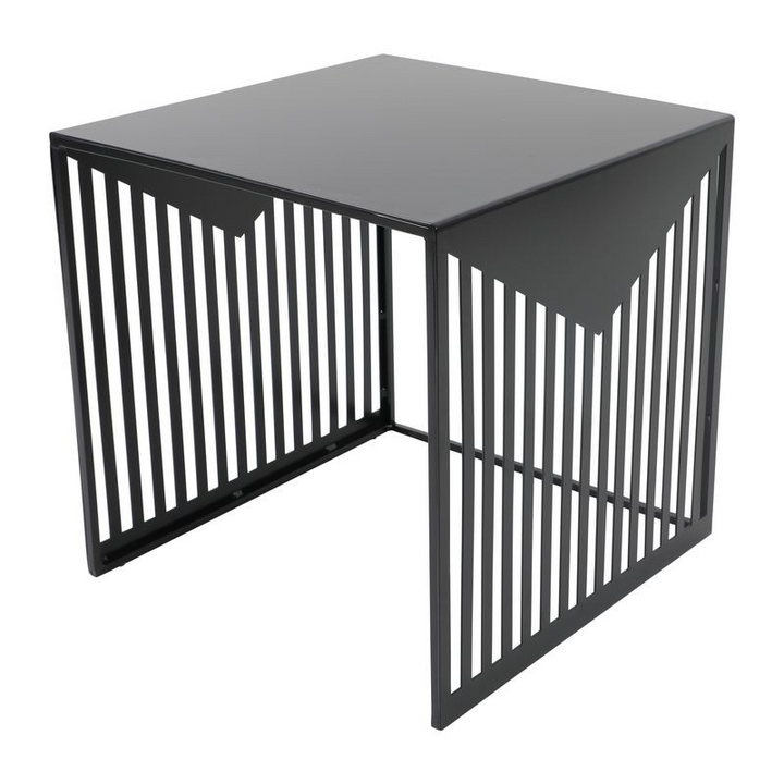 LeisureMod Cisco Modern Square Steel Side Table with Powder Coated Finish Black Closeup.