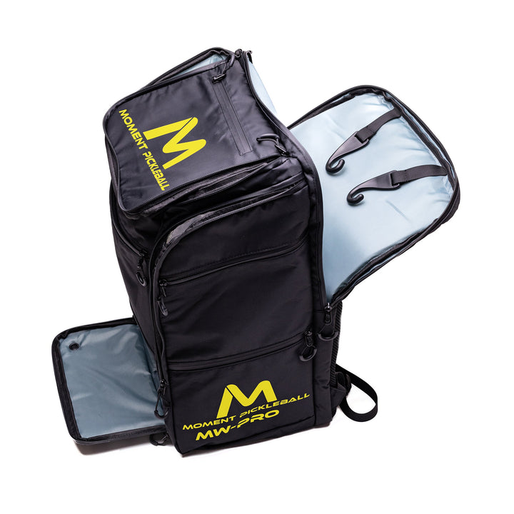MW-PRO Bag Travel Bag Black and Yellow Opened Side View.