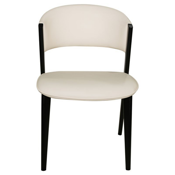 LeisureMod Aspen Collection Modern Dining Chair Black Frame in White Front View.