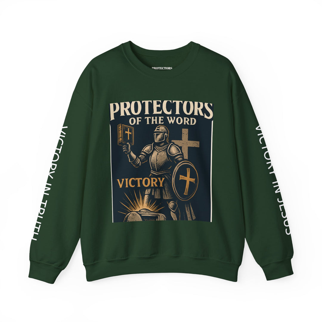 Knight Shield Crewneck Sweatshirt — "Protectors of the Word Victory"