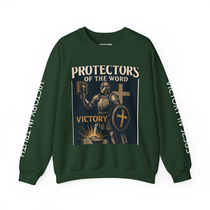 Knight Shield Crewneck Sweatshirt — "Protectors of the Word Victory"