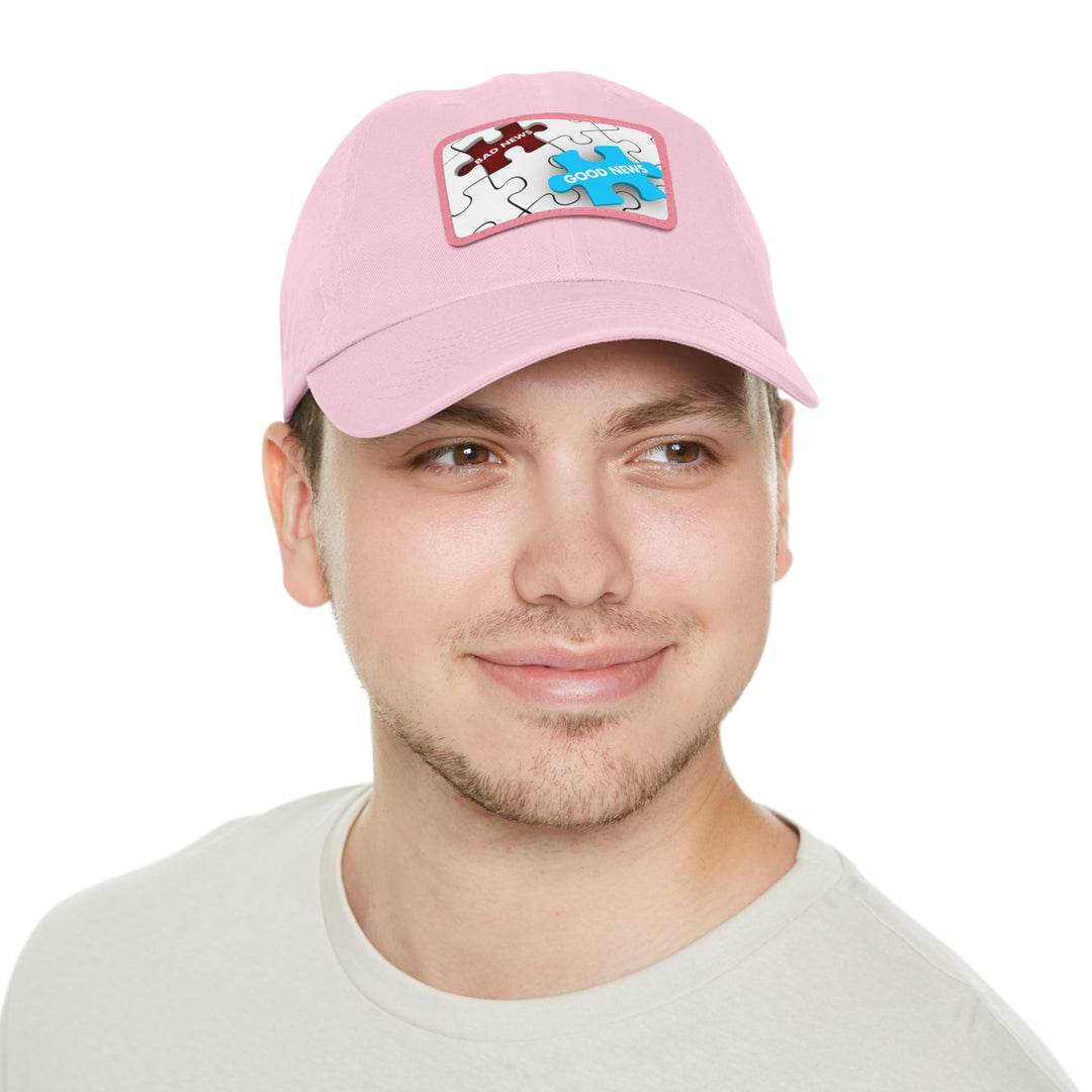 Good News Bad News Dad Hat with Leather Patch (Rectangle)