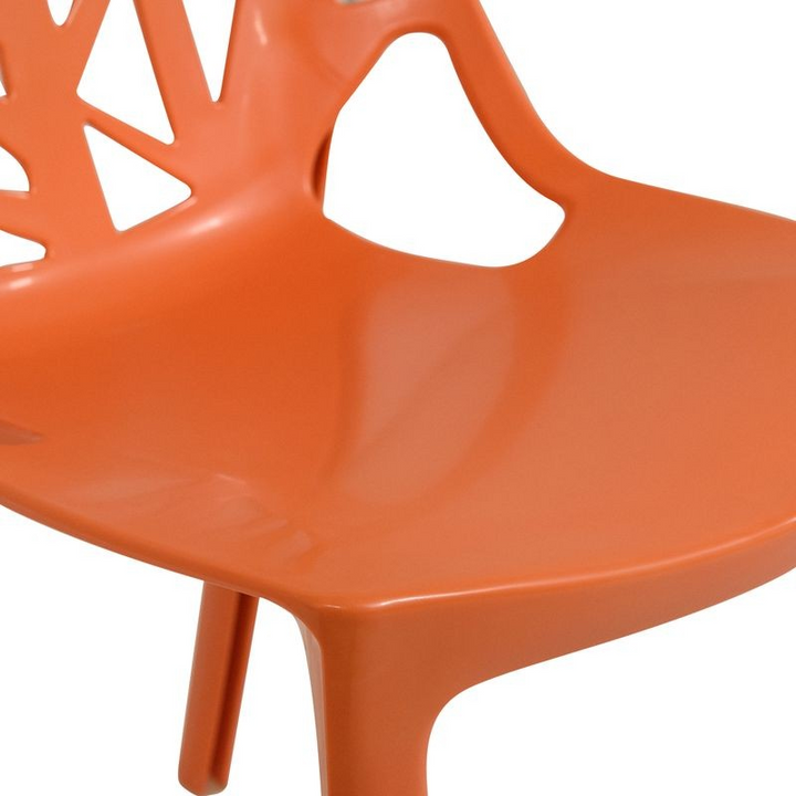 LeisureMod Modern Cornelia Dining Chair Solid Orange Zoomed In.