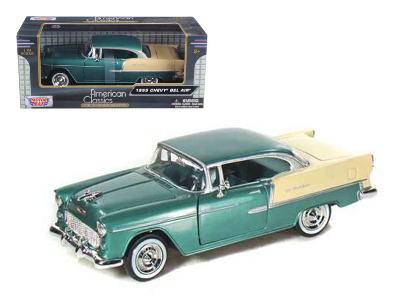 1955 Chevrolet Bel Air Green 1/24 Diecast Model Car by Motormax