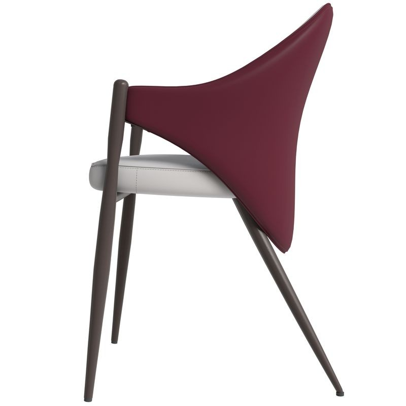 Leisuremod Sante Collection Modern Dining Chair in White/Bordeaux Side View.