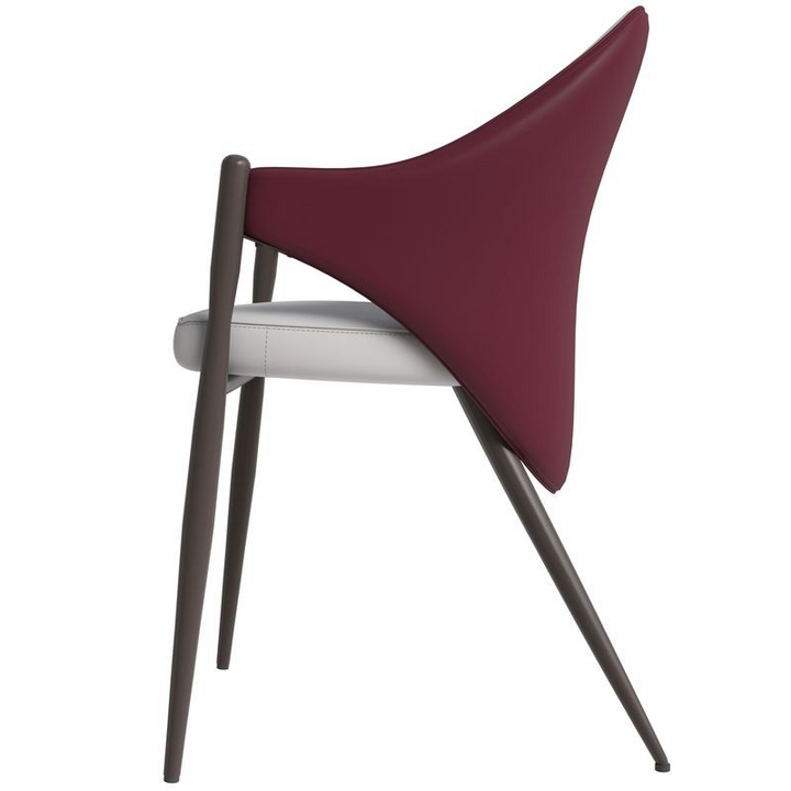 Leisuremod Sante Collection Modern Dining Chair in White/Bordeaux Side View.