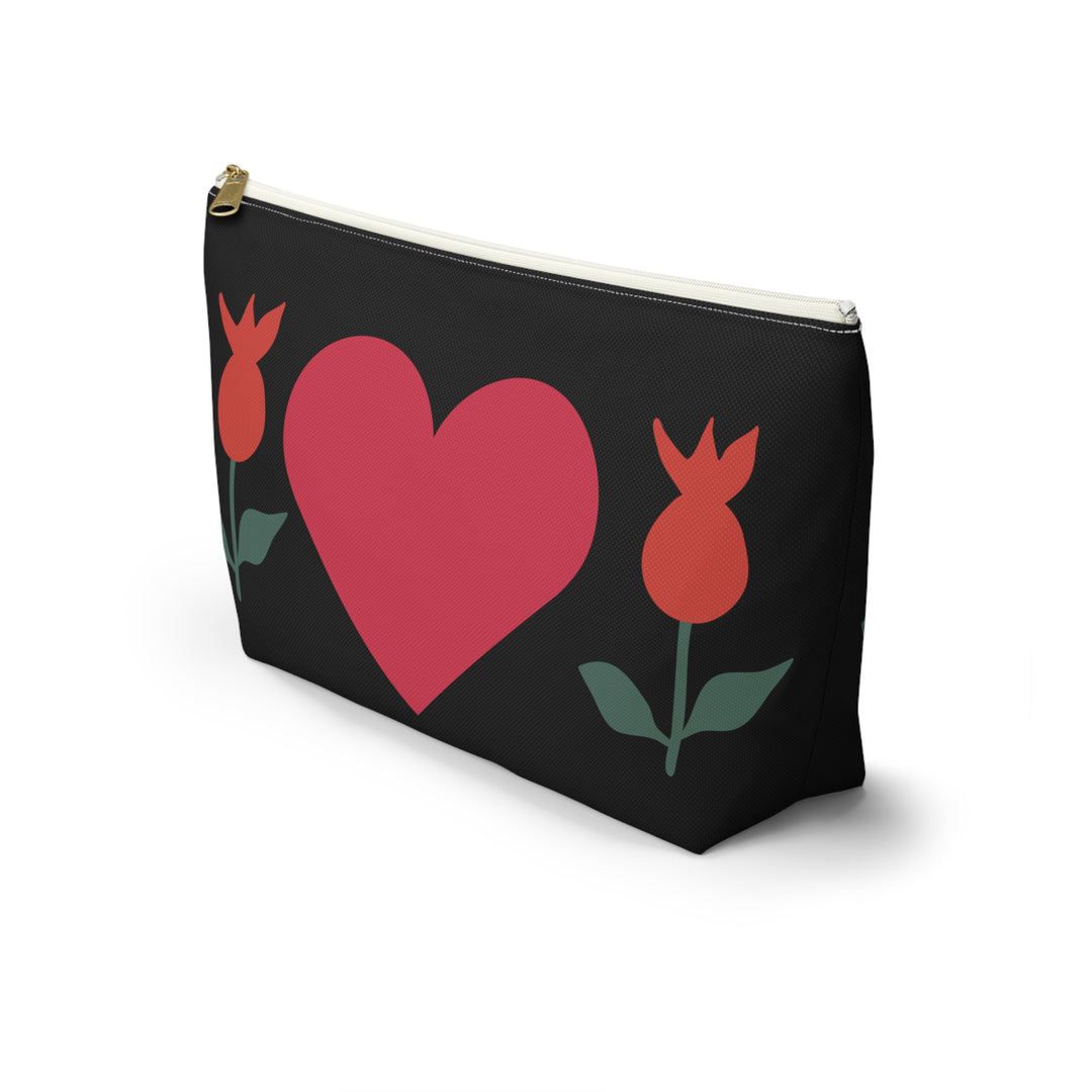 Heart and Flowers Accessory Pouch w T-bottom