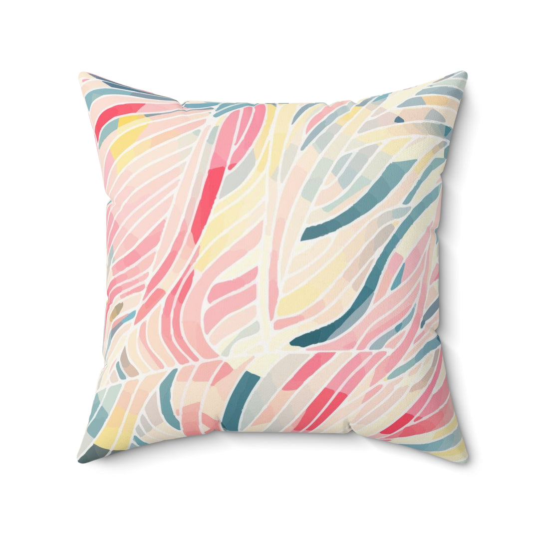 Feather Pattern Spun Polyester Square Pillow