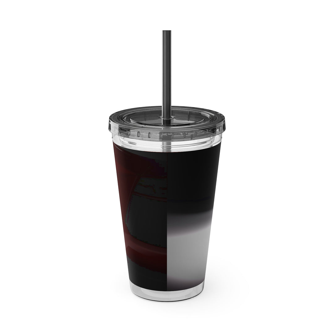 Red Sports Car Sunsplash Tumbler with Straw, 16oz