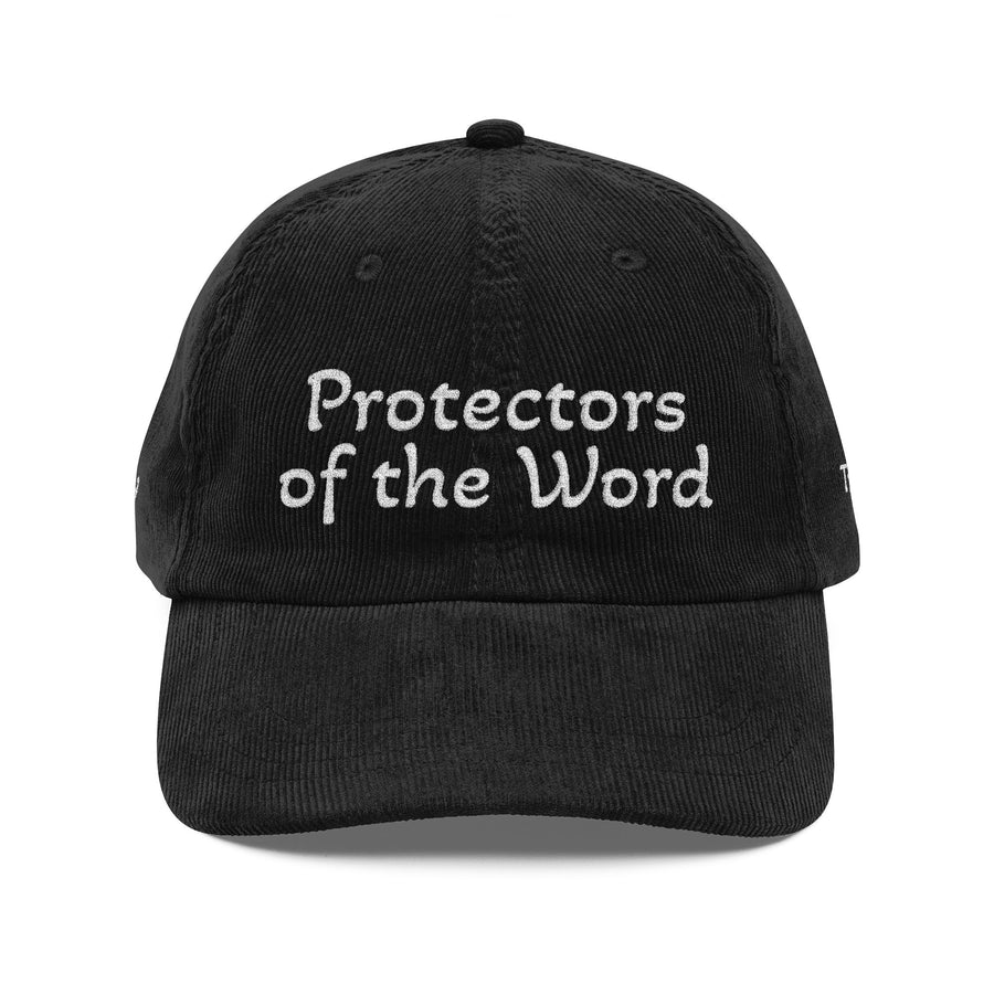 Vintage Corduroy Cap — "Protectors of the Word" Embroidered Baseball Hat