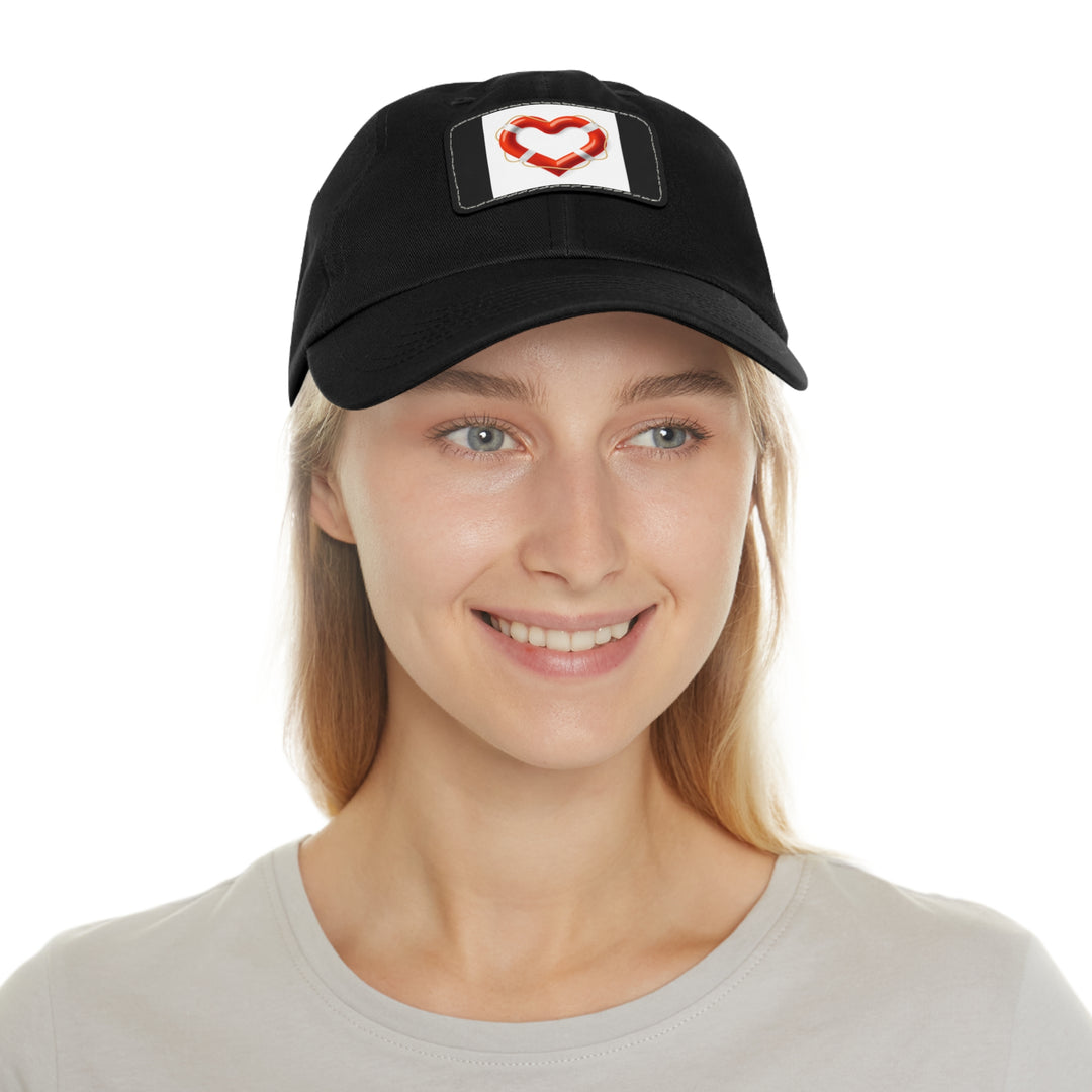 Heart Life Raft Dad Hat with Leather Patch (Rectangle)