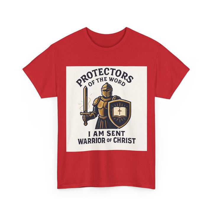 Protectors of the Word T-Shirt — Knight with Sword and Shield Literary Tee