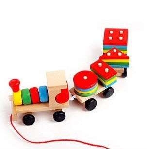 Wooden Train Toy – Educational Puzzle Blocks for Kids and Toddlers