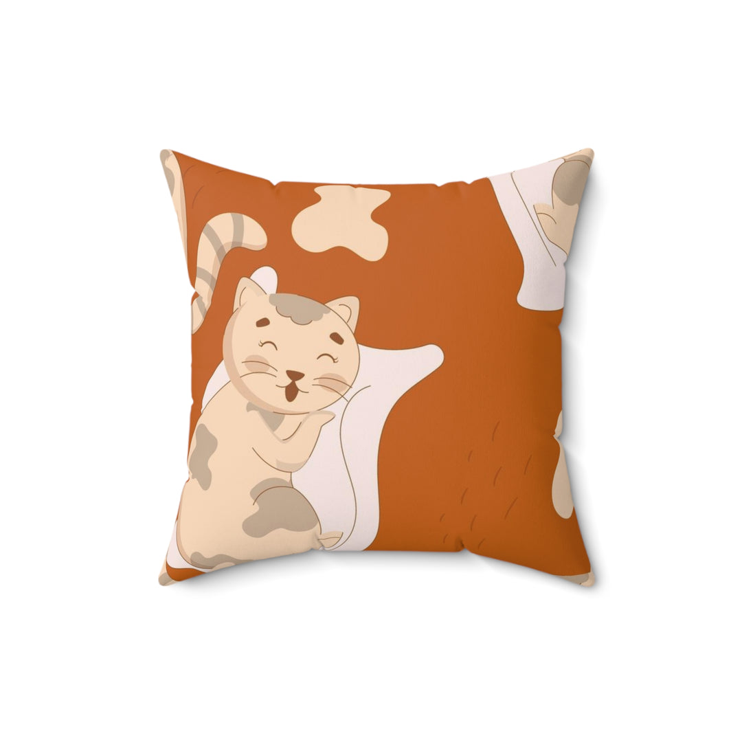Sleeping Cat Spun Polyester Square Pillow
