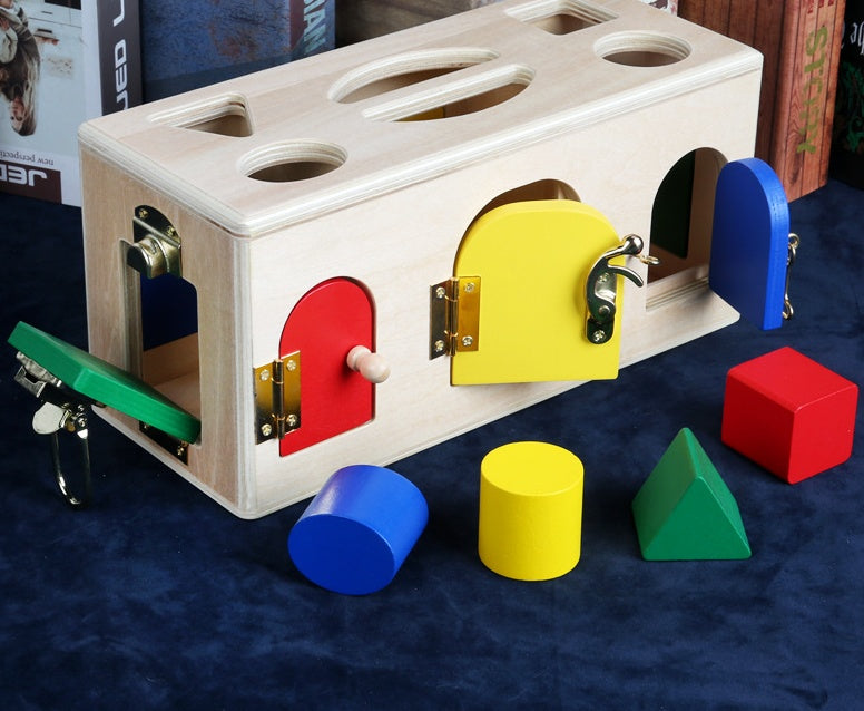 Wooden Shape Sorting Lock Box – Educational Toy for Preschool Kids
