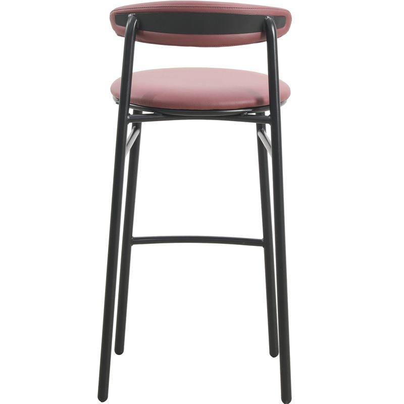LeisureMod Lume Collection Modern Bar Stool in Burgundy Back View.