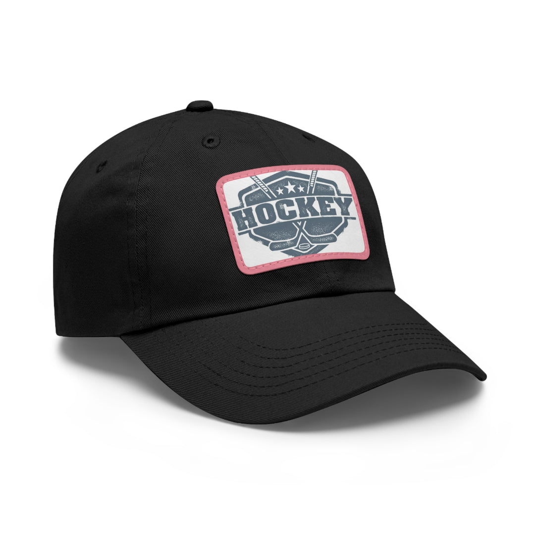 Hockey Dad Hat with Leather Patch (Rectangle)