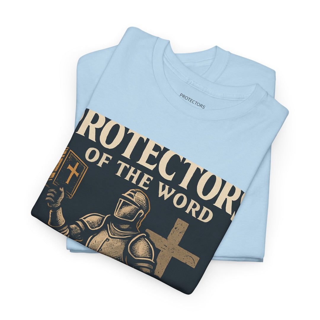 Protectors of the Word Christian T-Shirt No Sleeve Design — 'Victory' Knight Design with John 14:6 Scripture