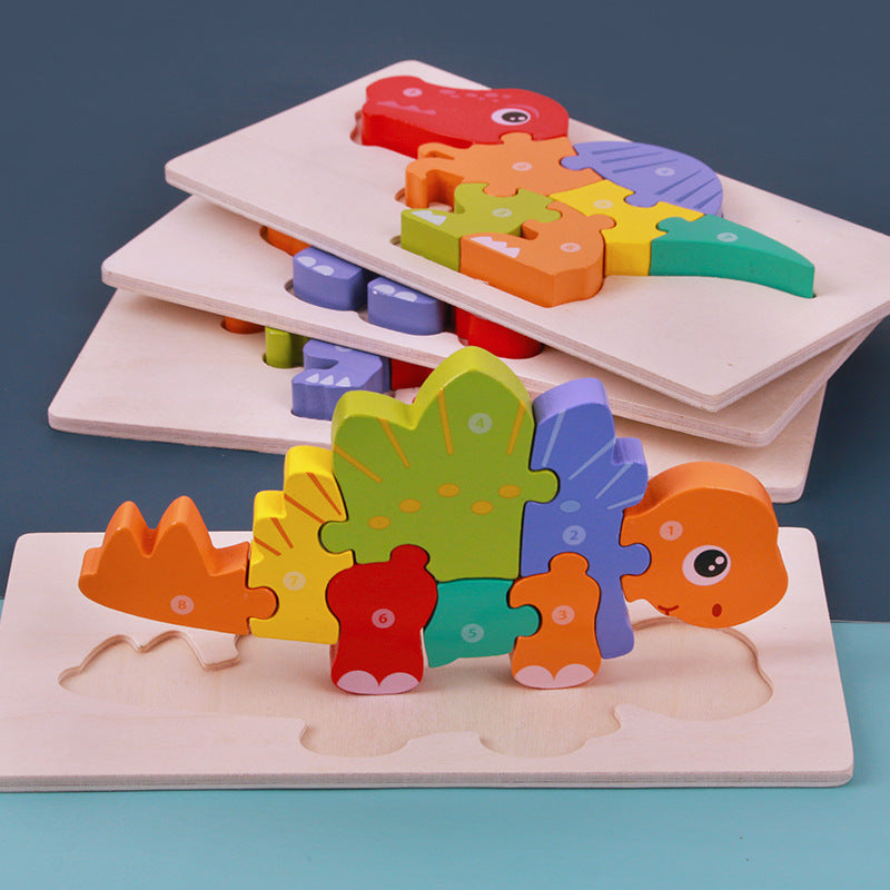Wooden 3D Dinosaur Puzzle Montessori Educational Toy for Kids