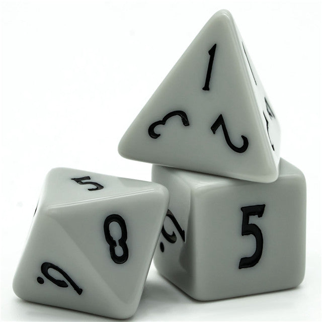 Dark Grey Homage 7-Dice Set w/Black Numbers Minimalist