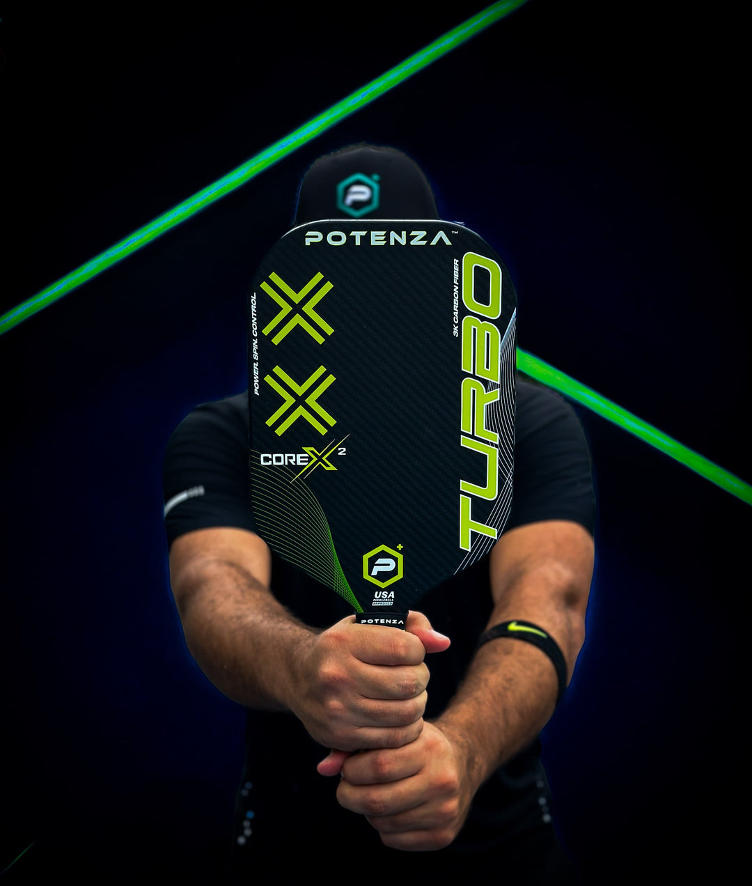 TURBO+ COREx2 Pickleball Paddle with Model.