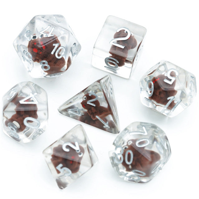 Teddy Dog Dice 7-Dice Set Resin Dungeons and Dragons Dice
