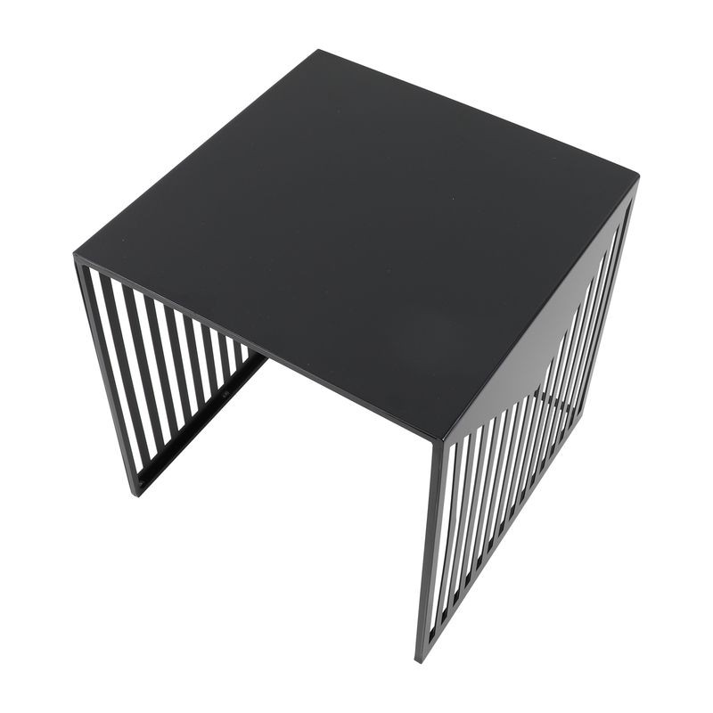 LeisureMod Cisco Modern Square Steel Side Table with Powder Coated Finish Black Top View.