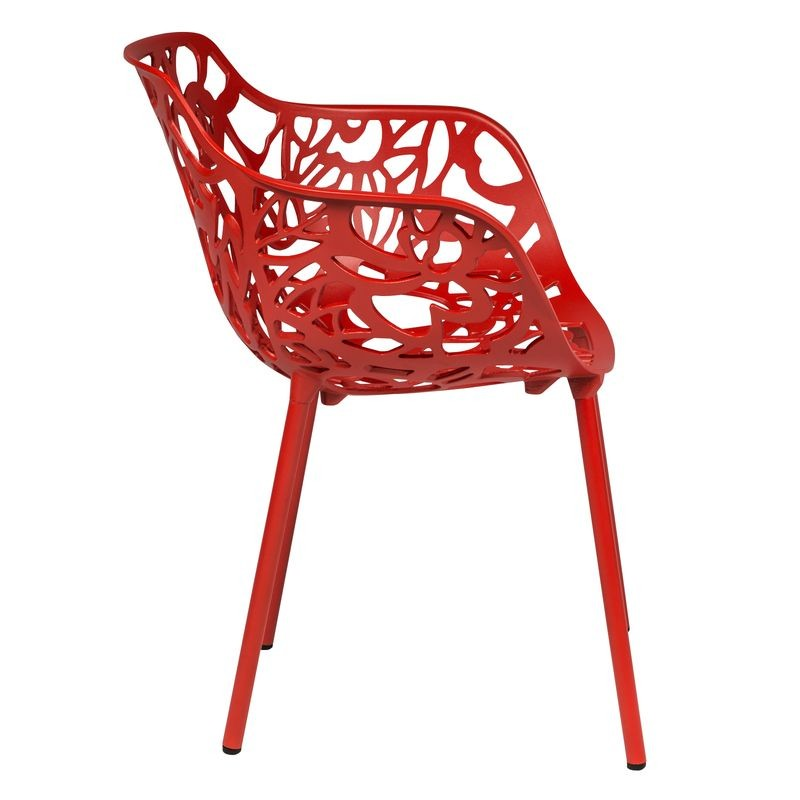 Red lattice chair on a white background.