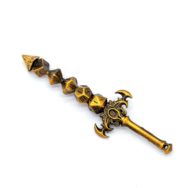 Dice Sword Gold 46mm x 9mm Trinket Novelty