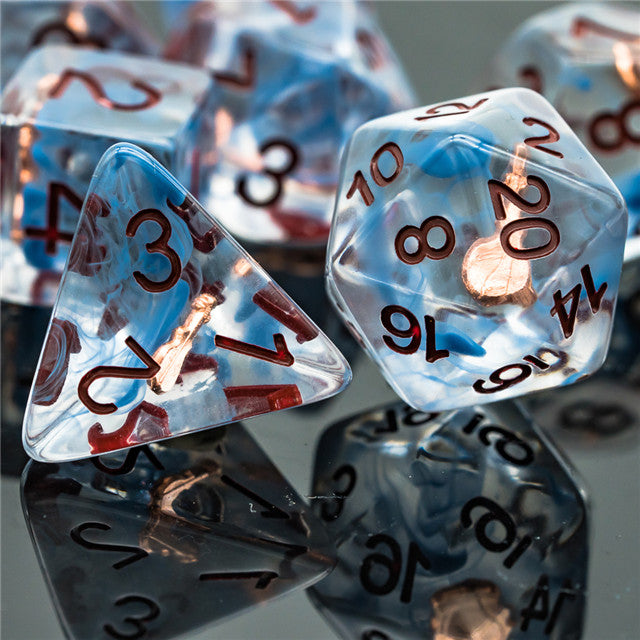 Bard (Violin) Clear Dice w/ Golden Violin 7-Dice Set Rpg