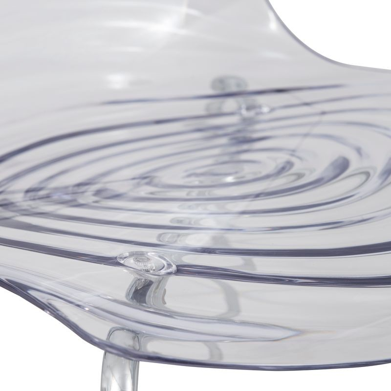 LeisureMod Astor Water Ripple Design Dining Chair Clear Closeup.