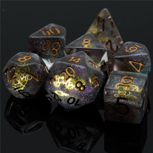 Glitter Mini Gearwheel Dice 7-Dice Dungeons and Dragons RPG