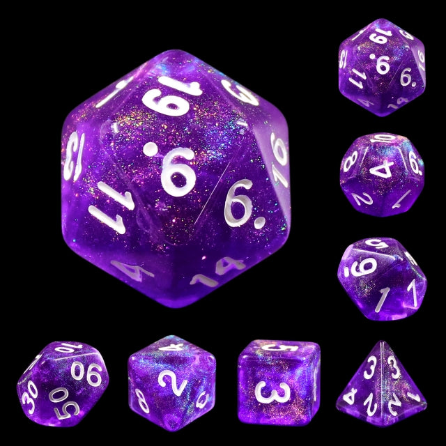 Diamond Purple with White Numbering 7-Dice Set RPG