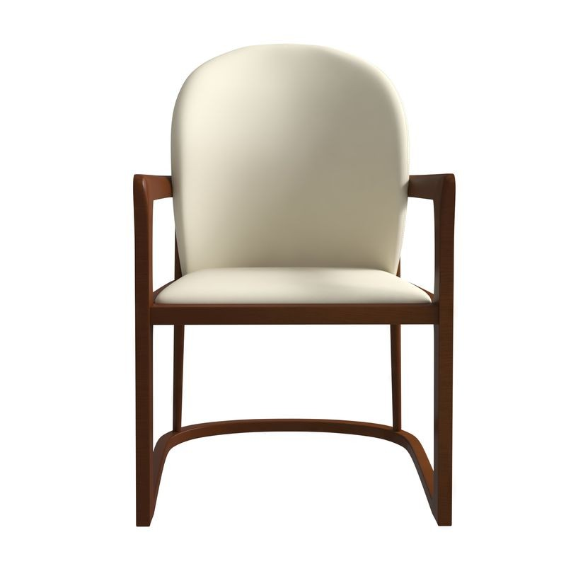 LeisureMod Svelta Elegant Wooden Dining Chair in Cream Front View.