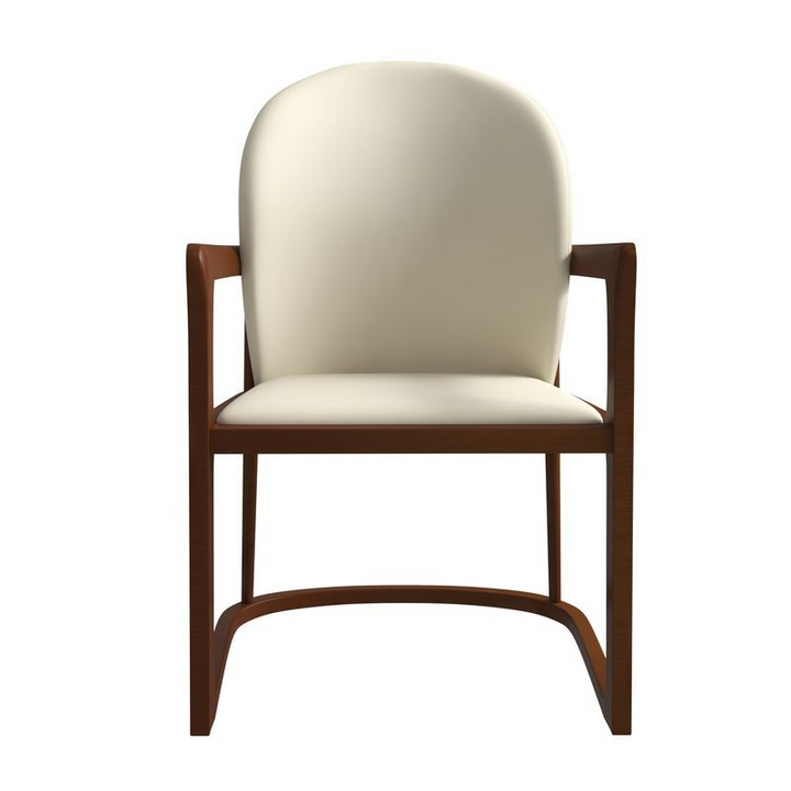 LeisureMod Svelta Elegant Wooden Dining Chair in Cream Front View.