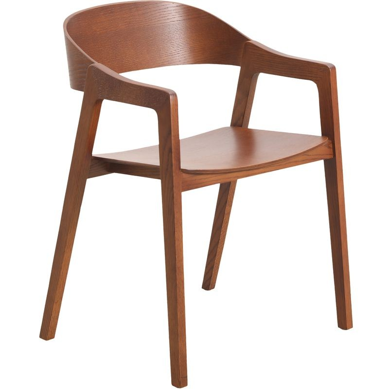 LeisureMod Rivo Collection Elegant Dining Chair in Dark Natural Wood