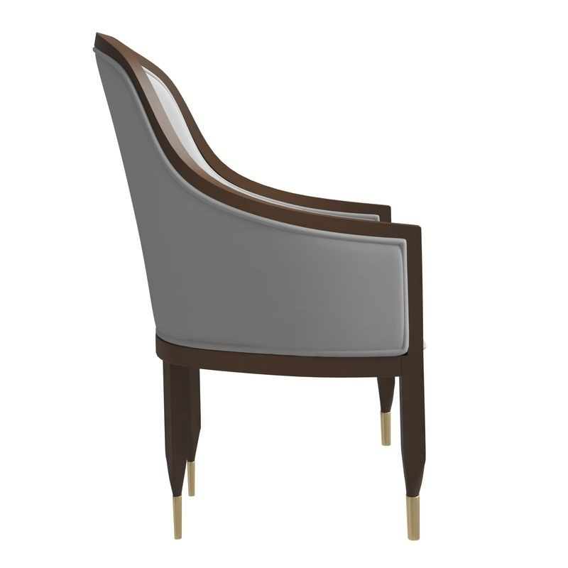 LeisureMod Belle Series Modern Dining Chair in Light Grey Side View.