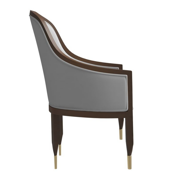 LeisureMod Belle Series Modern Dining Chair in Light Grey Side View.