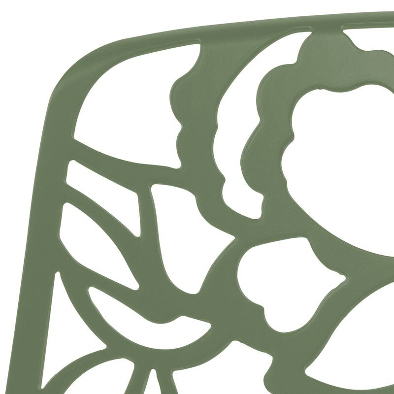 LeisureMod Modern Devon Aluminum Chair Khaki Green Closeup.