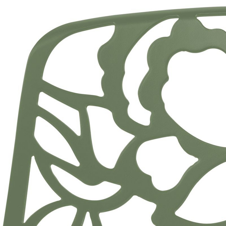 LeisureMod Modern Devon Aluminum Chair Khaki Green Closeup.