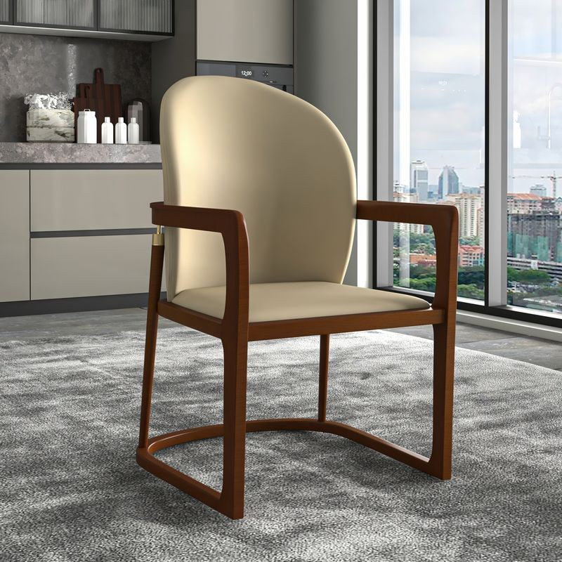 LeisureMod Svelta Elegant Wooden Dining Chair in Toupe
