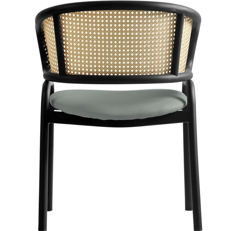 Ervilla Dining Chair Grey Leather Back.