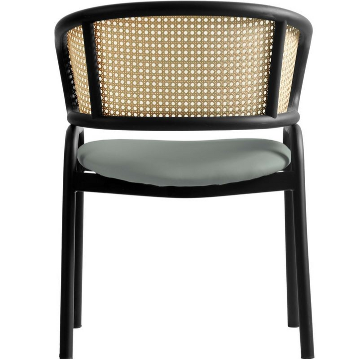 Ervilla Dining Chair Grey Leather Back.