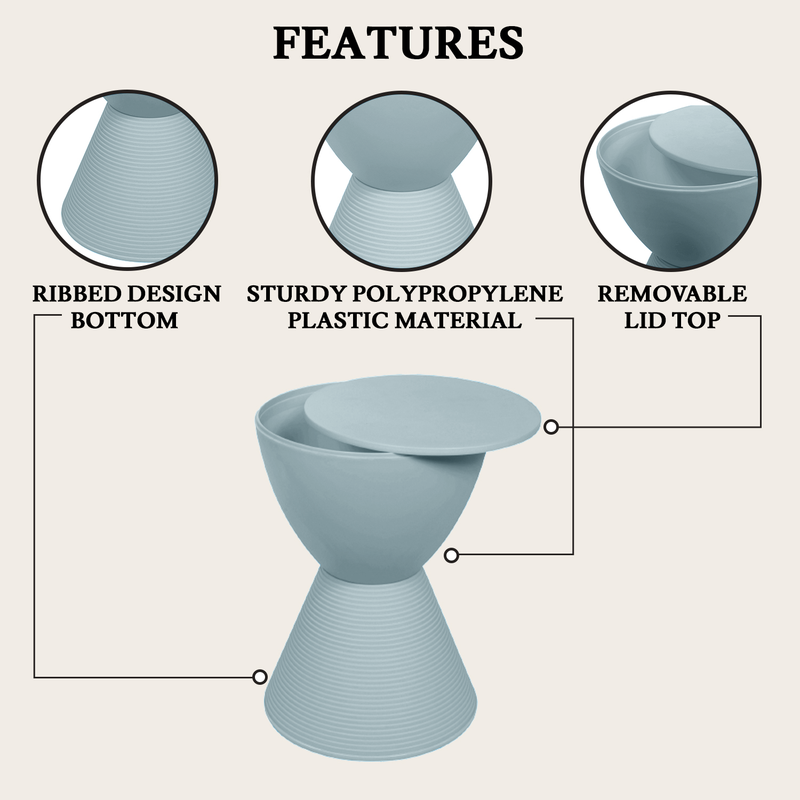 LeisureMod Modern Round Boyd Side Table Dusty Blue Features.